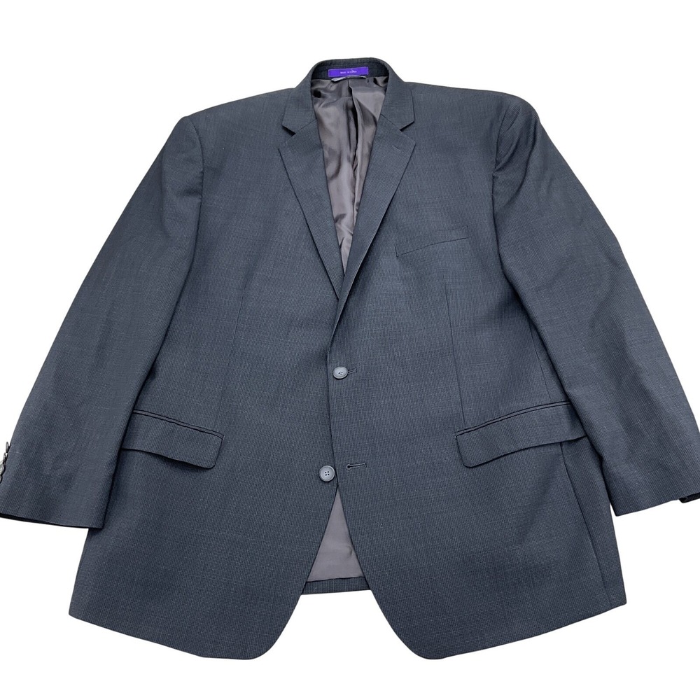Ticknors Tallia Blazer Men 48r Black Gray Check Plaid Wool Classic Jacket